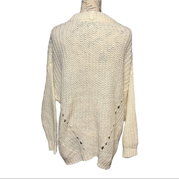American Eagle Outfitters Women’s Open Knit Sweater Ivory Oversized Medium - Picture 3 of 5
